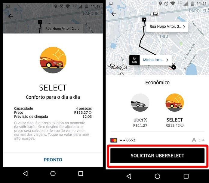 Como pedir Uber Select