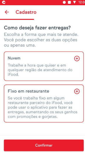 Cadastro Ifood Entregador