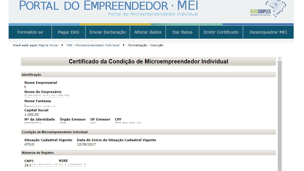 Certificado MEI