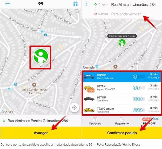 como pedir corrida 99