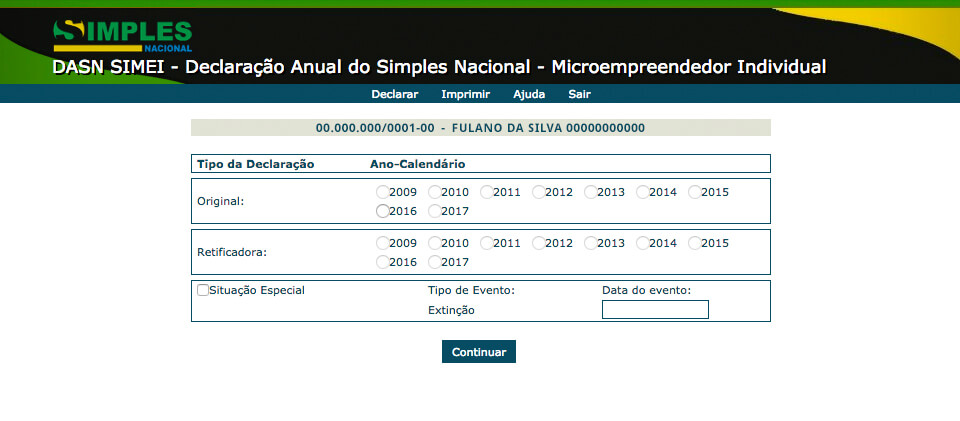 Declaração DASN MEI 