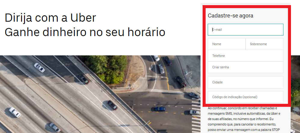 processo de cadastro uber motorista