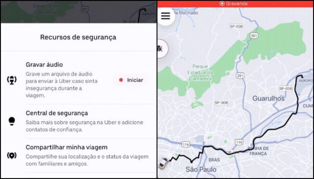Como fazer a gravação do áudio em uma viagem da Uber?