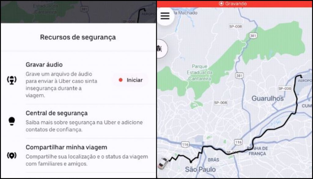 Como fazer a gravação do áudio em uma viagem da Uber?