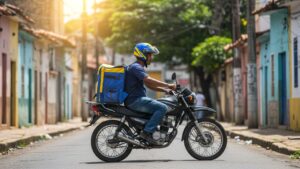 Entregadores faturando com celular e moto